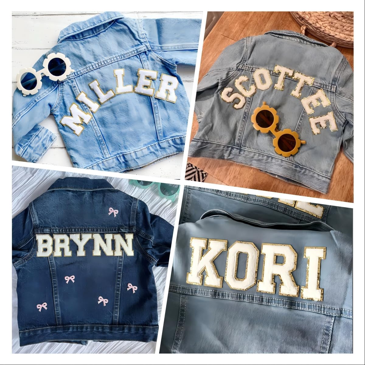 White Chenille Letters Self-Adhesive Patches: KINGSOW 52PCS Self Adhesive Varsity Iron on Letter Patches Stick on Embroidered Patch for Clothing - Image 2