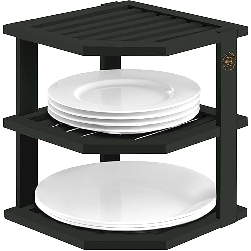 Bambüsi Plate Organizer for Cabinet - Corner Cabinet Organizer and