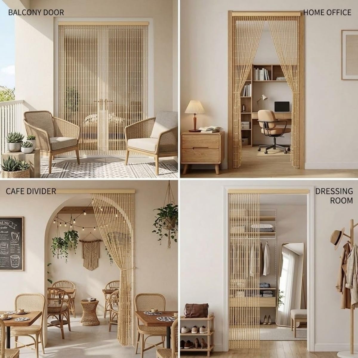 Genérico 70 Tiras Cortinas de Cuentas Madera 90x180 120x200 130x220cm, Separador de Habitaciones, Pantalla Privacidad Bambú, contra Insectos Balcón, Estilo Retro Macramé(Mahogany,120x200cm)