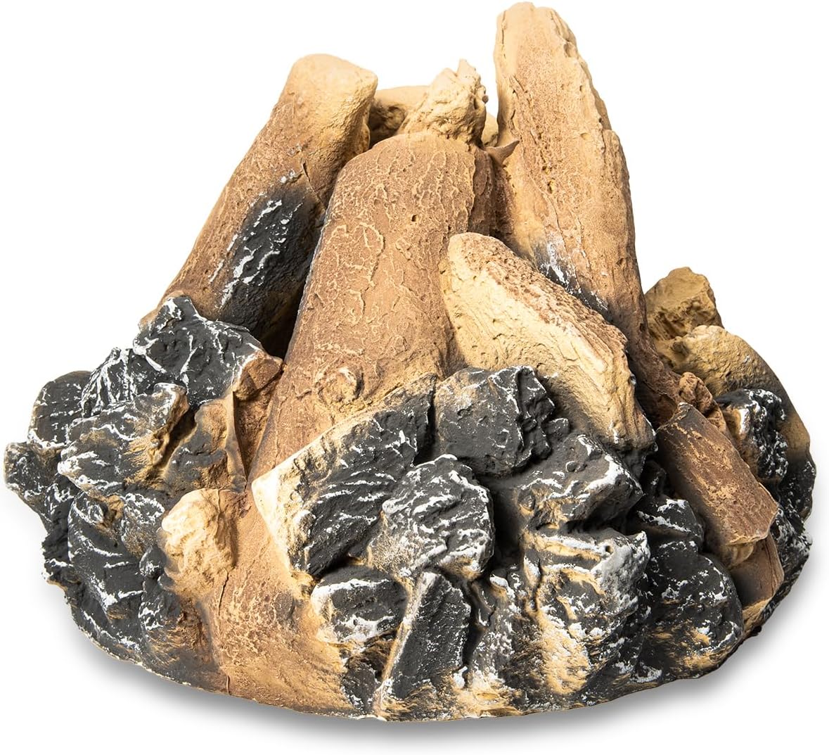 Barton 15" Ceramic Wood Logs Bonefire Style Firepit Decoration Wood Fire Log Realistic Logs for Indoor and Outdoor