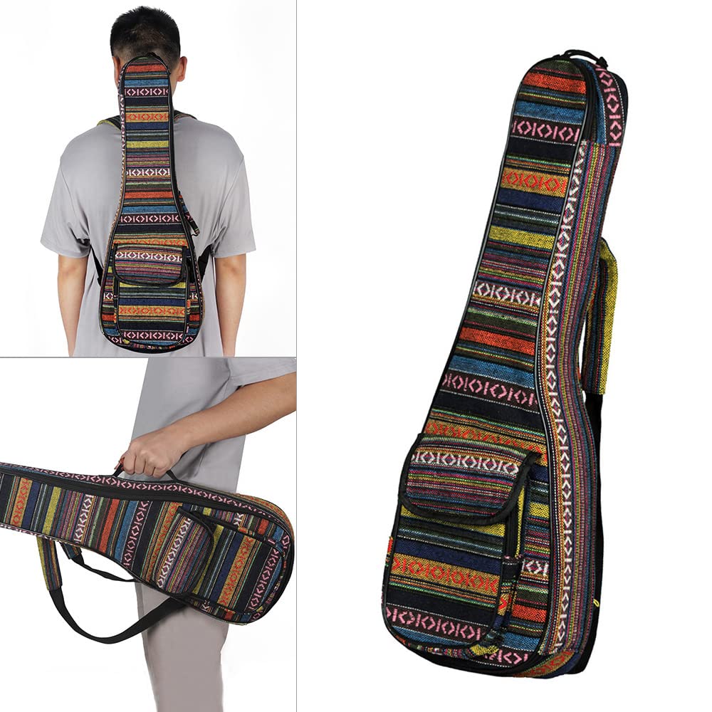Ukulele Bag, da 23 Pollici Concert Ukulele Case con Cinghia a Doppia Spalla di Imbottitura da 6 Mm Speciale National Style Spckpack Case per Concert Ukulele