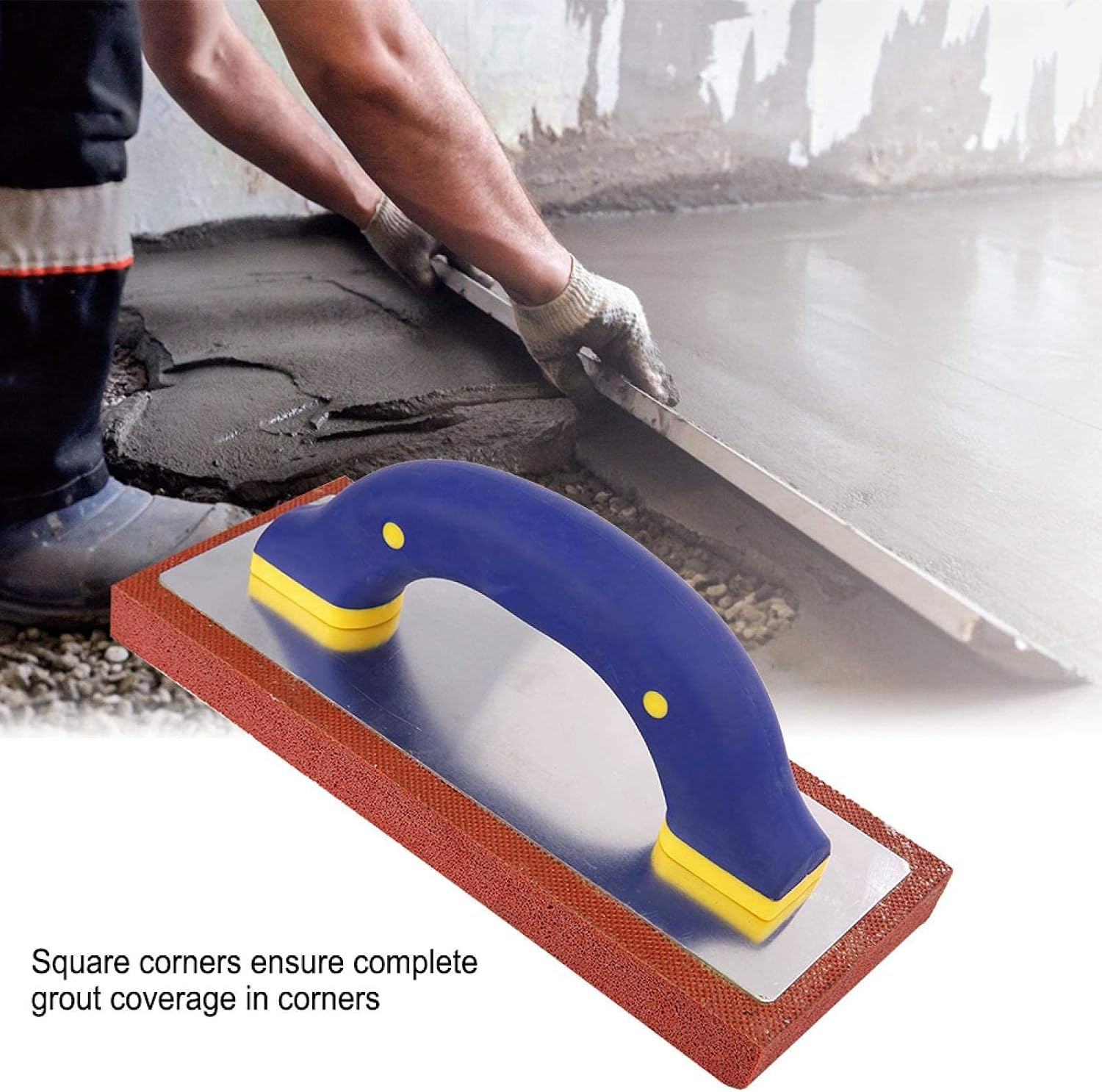Rubber Plastering Trowel, 10.2 x 3.9 x 3.5Inches Mason Scraper Tiling Tools with Handle for Concrete Plaster - Image 5