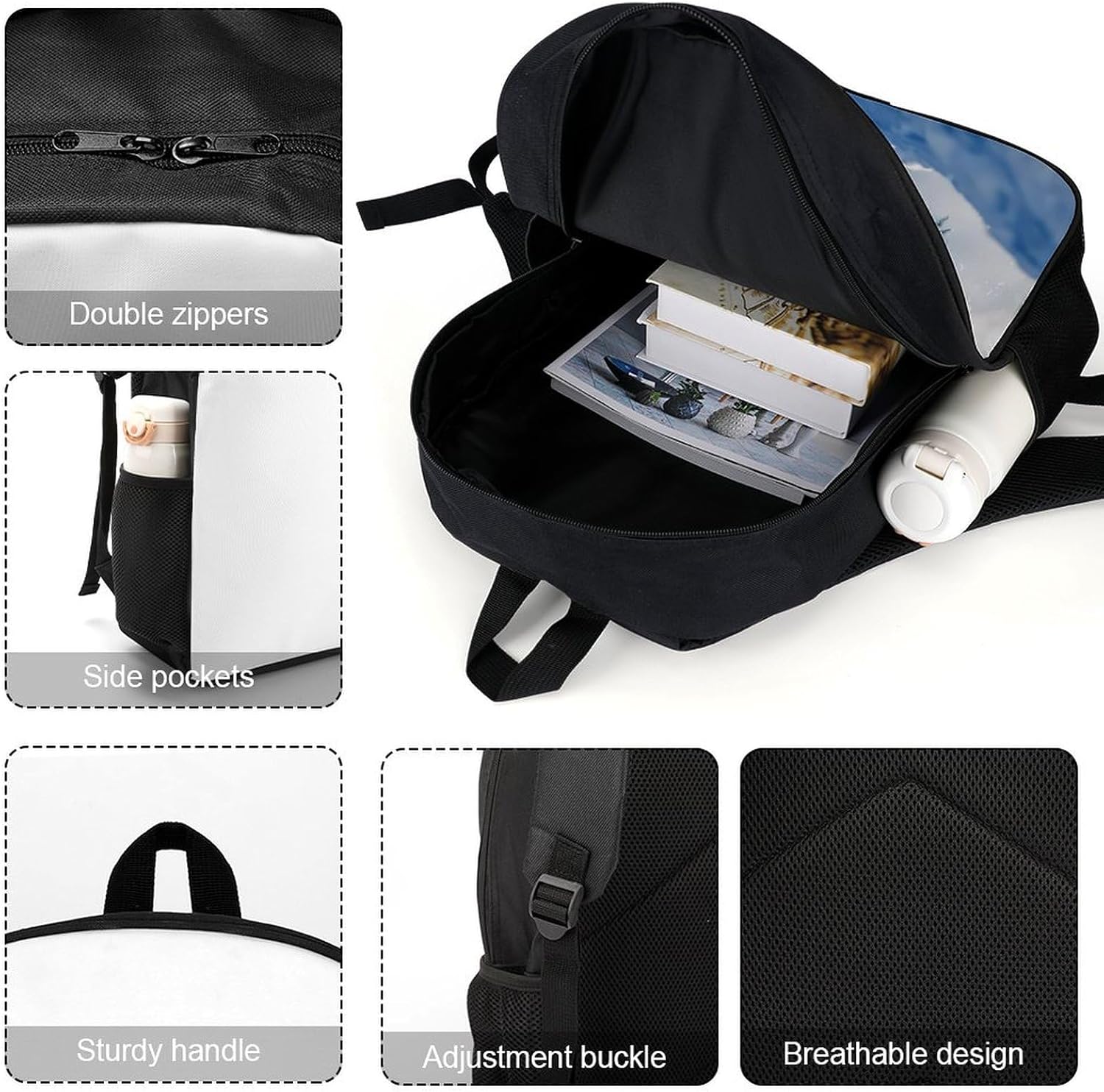Snowmobile Action Snowy Scene Laptop Backpack for Men Women 17 Inch Shoulder Bag Travel Daypack