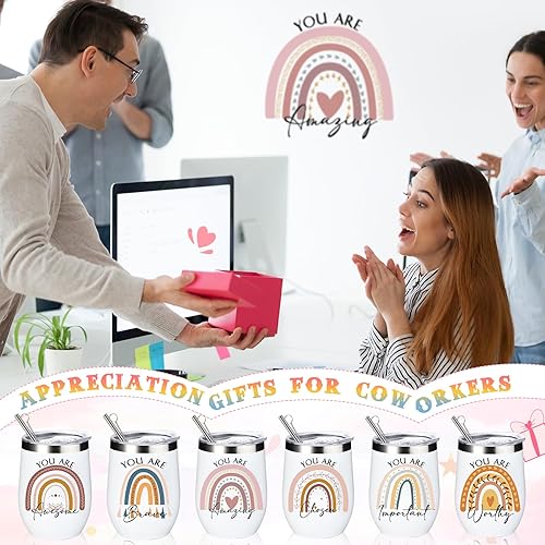 Miniatura 6 de Sieral 10 piezas de regalos inspiradores para mujeres, vaso de arco iris de 12 onzas, tazas aisladas de acero inoxidable, regalos de agradecimiento