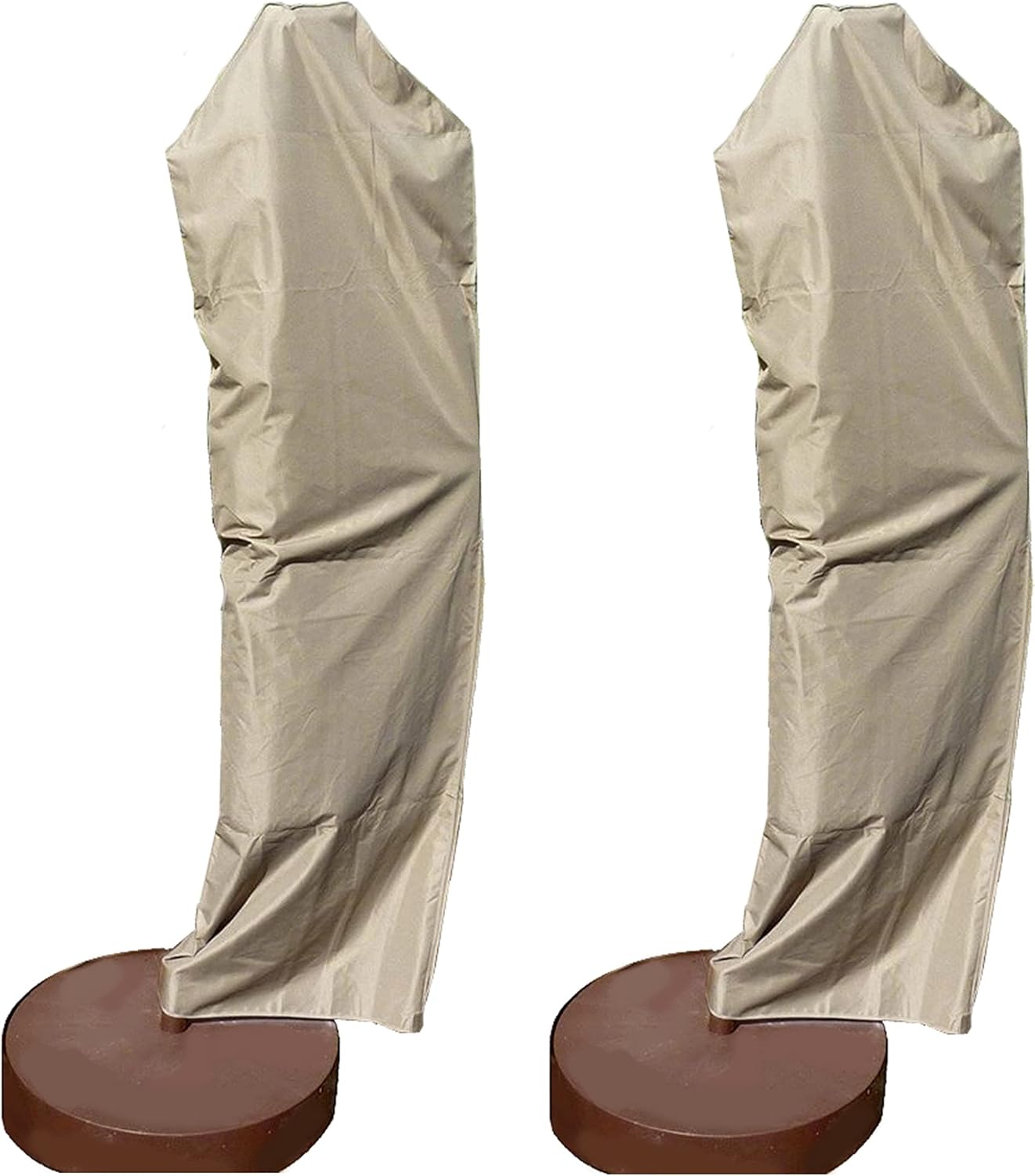 Formosa Covers | Premium Tight Weave Outdoor Patio Umbrella Cover - Heavy Duty Weatherproof Fabric - Easy on Universal Off-Center Cantilevers (Pack of 2) (Taupe)