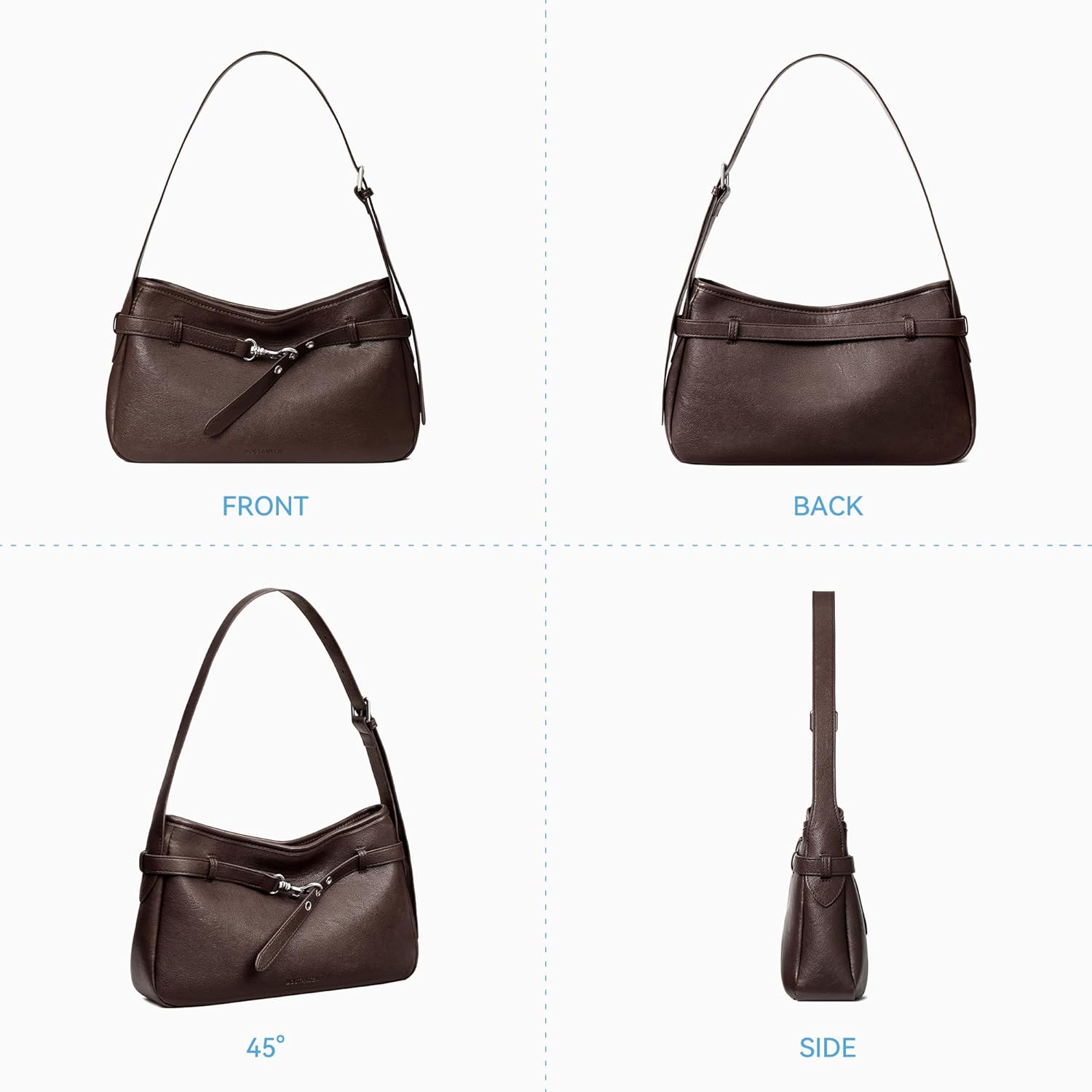 BOSTANTEN Medium Vegan Leather Shoulder Handbag for Women Vintage Lightweight Hobo Purse with Adjustable Wide Strap for Work - Image 7