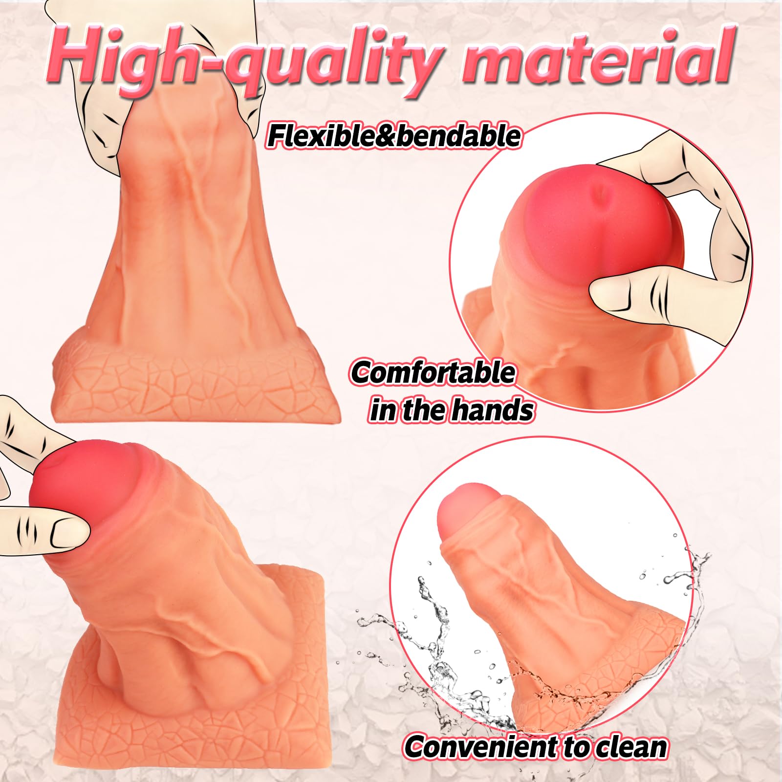 TaRiss's Realistic Dildo Thick ifelike Dildo with Suction Base for Hands-Free Play Silicone Huge Anal Butt Plug for Anus Dilation Prostate Stimulation Adult Sex Toy for Advanced Players L 7.87 Inch