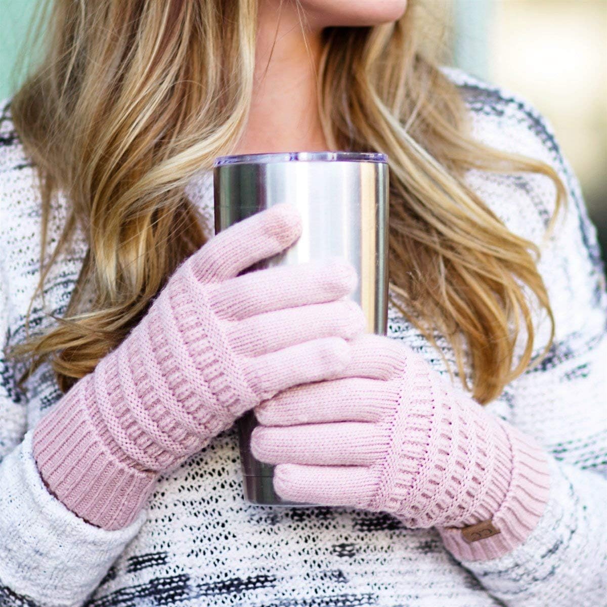 Funky Junque Matching 2 Pack: Infinity Scarf & Texting Gloves - Indi Pink