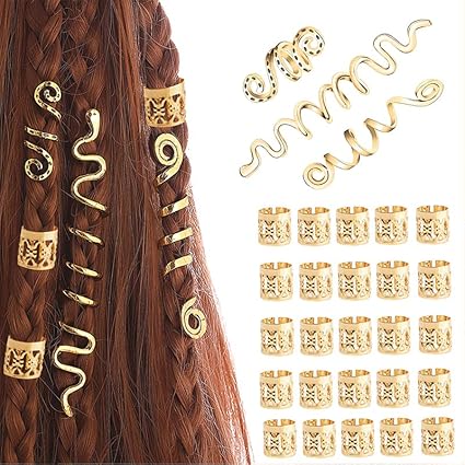 28 Pièces Perles Dreadlocks Vikings Spiral Coils En Métal – Or 28 Pièces Perles Dreadlocks Vikings Spiral Coils En Métal – Or