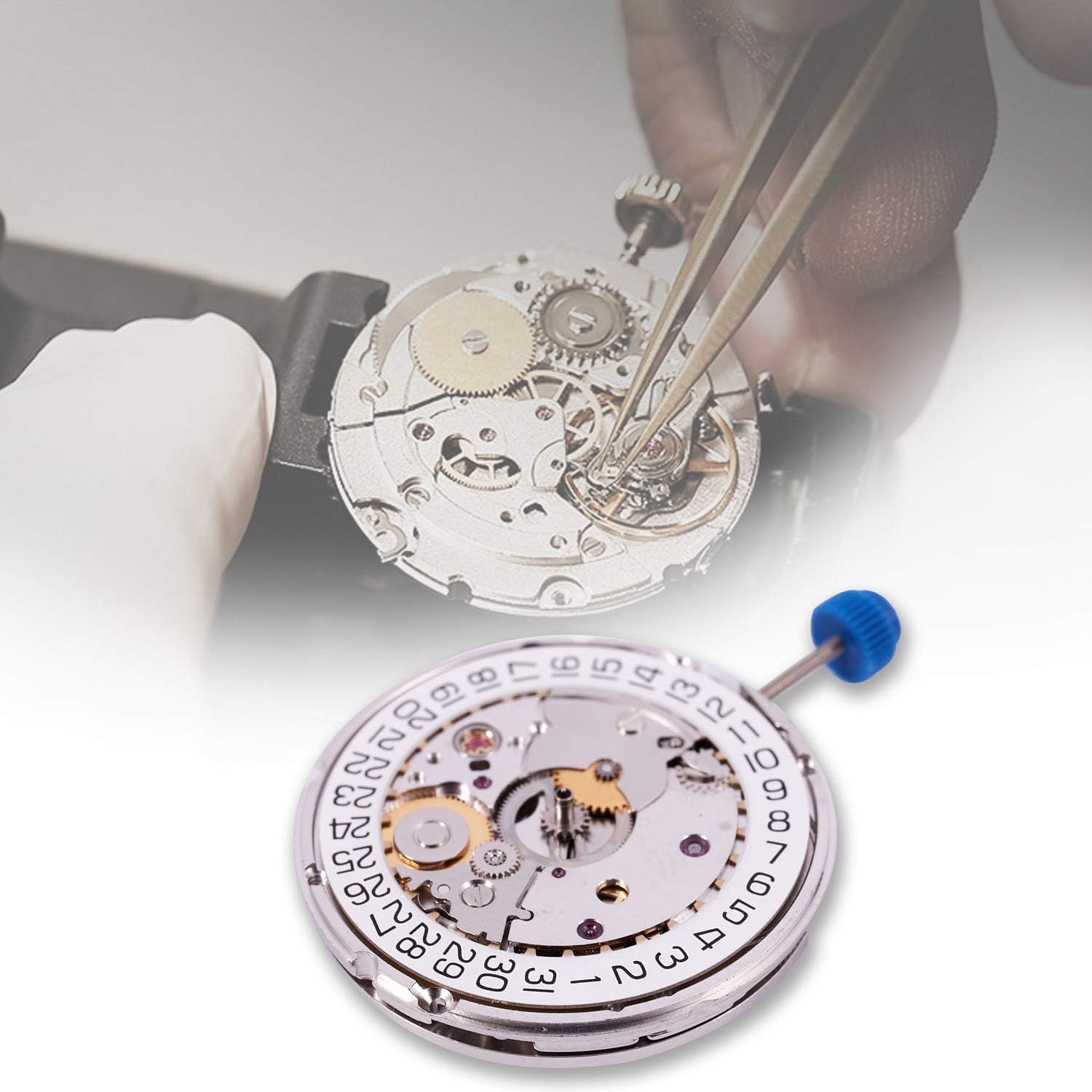 for ETA 2824-2 SELLITA SW200 White 3H Mechanical Watch Clock Movement, Silver, 329033