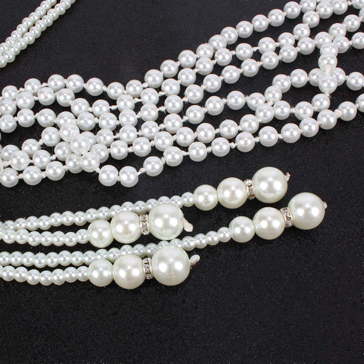 ELNX Collier Long en Perles, 150cm de Perles Artificielles Style Vintage Gatsby, Accessoires Années 1920 pour Femmes Fête Mariage ELNX Collier Long en Perles, 150cm de Perles Artificielles Style Vintage Gatsby, Accessoires Années 1920 pour Femmes Fête Mariage