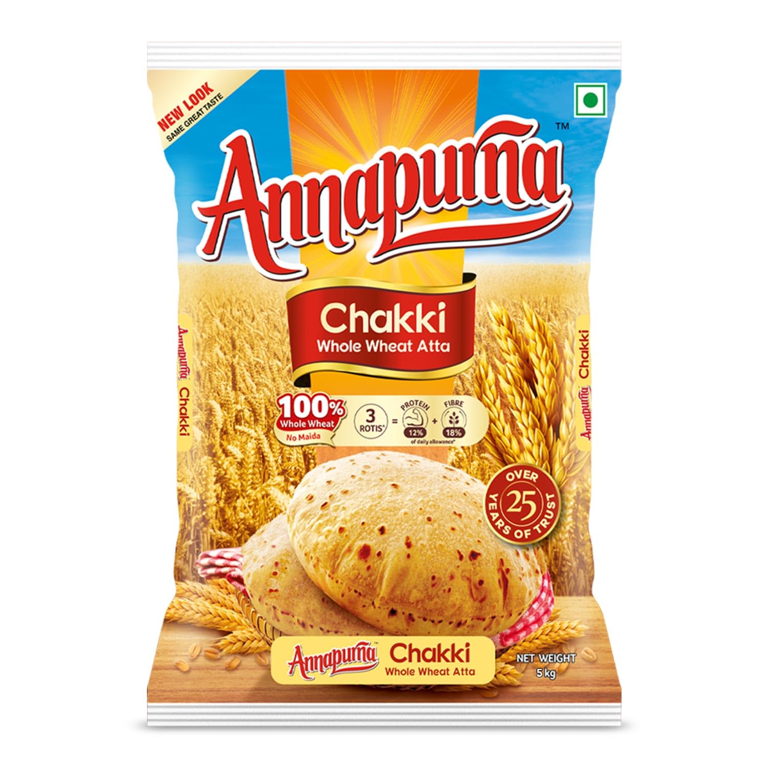 Annapurna Chakki 100% Whole Wheat Atta | No Maida 5.0 KG-image-2