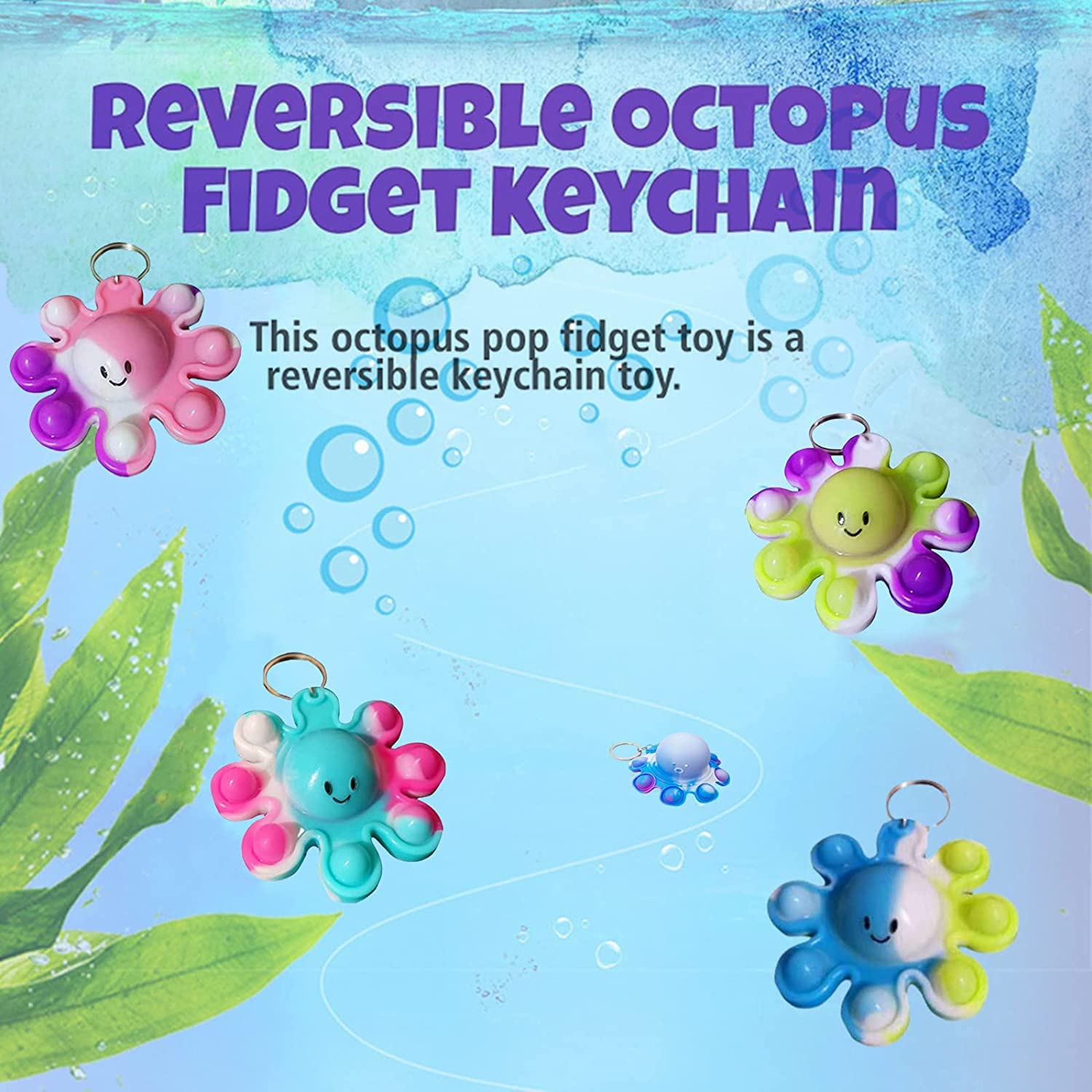 Octopus Fidget Keychains 24-Pack Octopus Fidget Bubble Keychains - Mini ...