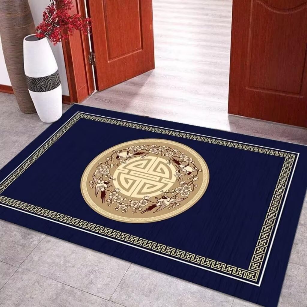 Tapis de salon bleu 140x200 cm lavable et antidérapant pour chambre