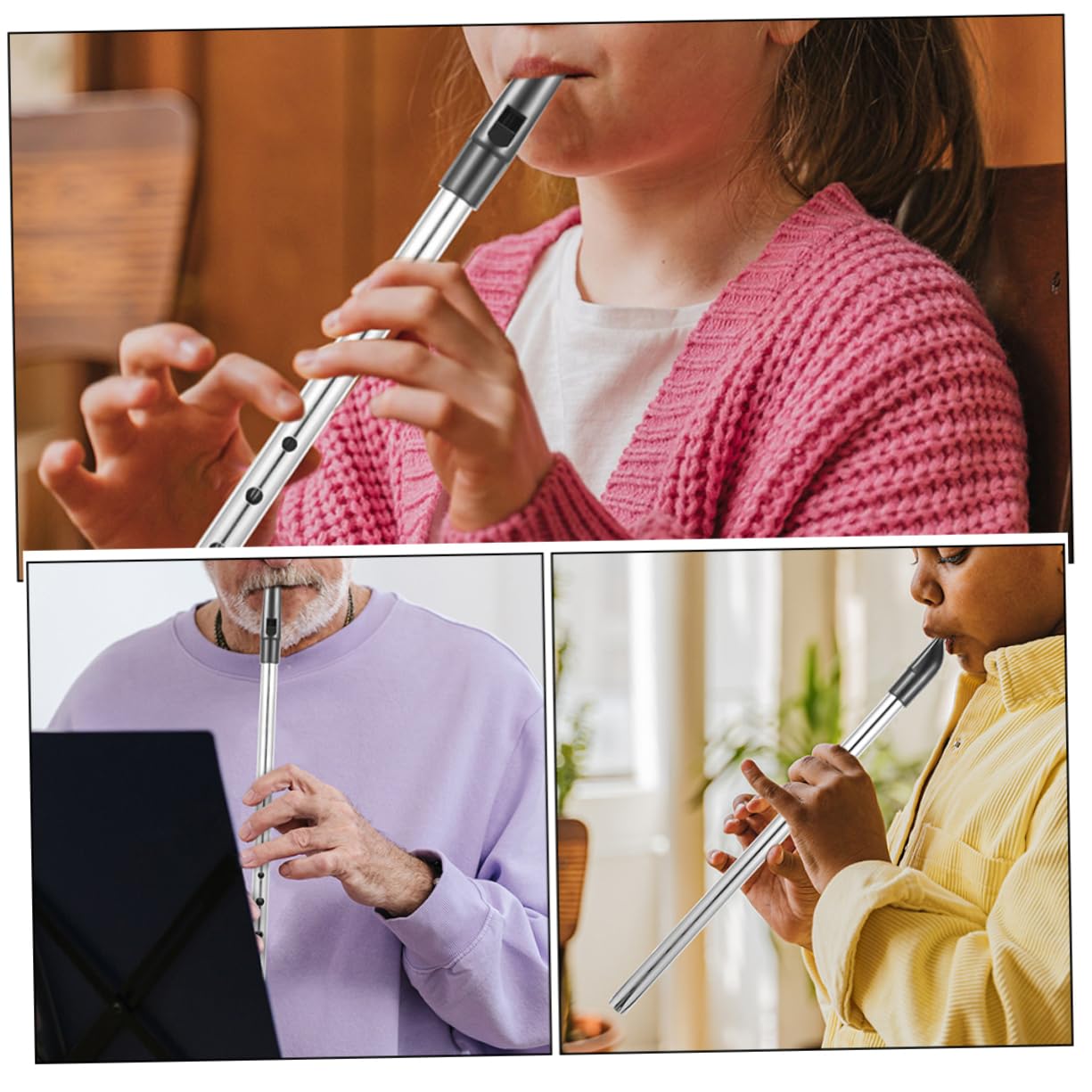 Abaodam 4pezzi Soprano Recorder d Key Metallo Per Principianti Strumento Musicale Portatile Per Pratica Flauto Sicuro e Leggero Ottimo Per Adulti