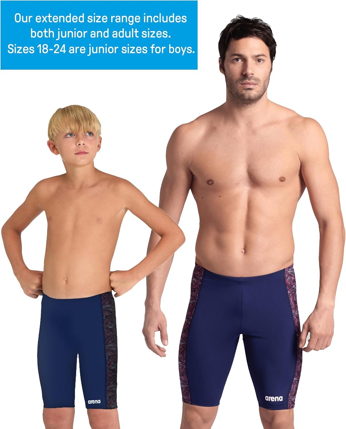 ARENA Performance Men's Abstract Tiles Swim Jammer Athletic Practice Knee-Length Swimsuit Competitive Training Bathing Suit