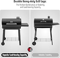 Vista 7 de Barbacoa de carbón con mesa lateral, parrilla de 30 pulgadas resistente para exteriores con área de cocción de 647 pulgadas cuadradas para barbacoas