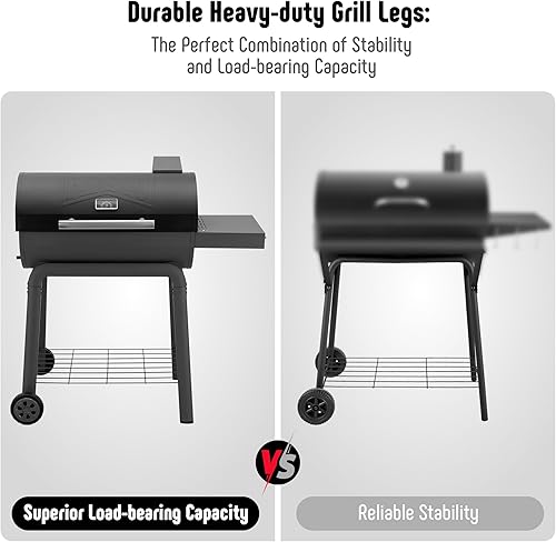 Miniatura 7 de Barbacoa de carbón con mesa lateral, parrilla de 30 pulgadas resistente para exteriores con área de cocción de 647 pulgadas cuadradas para barbacoas