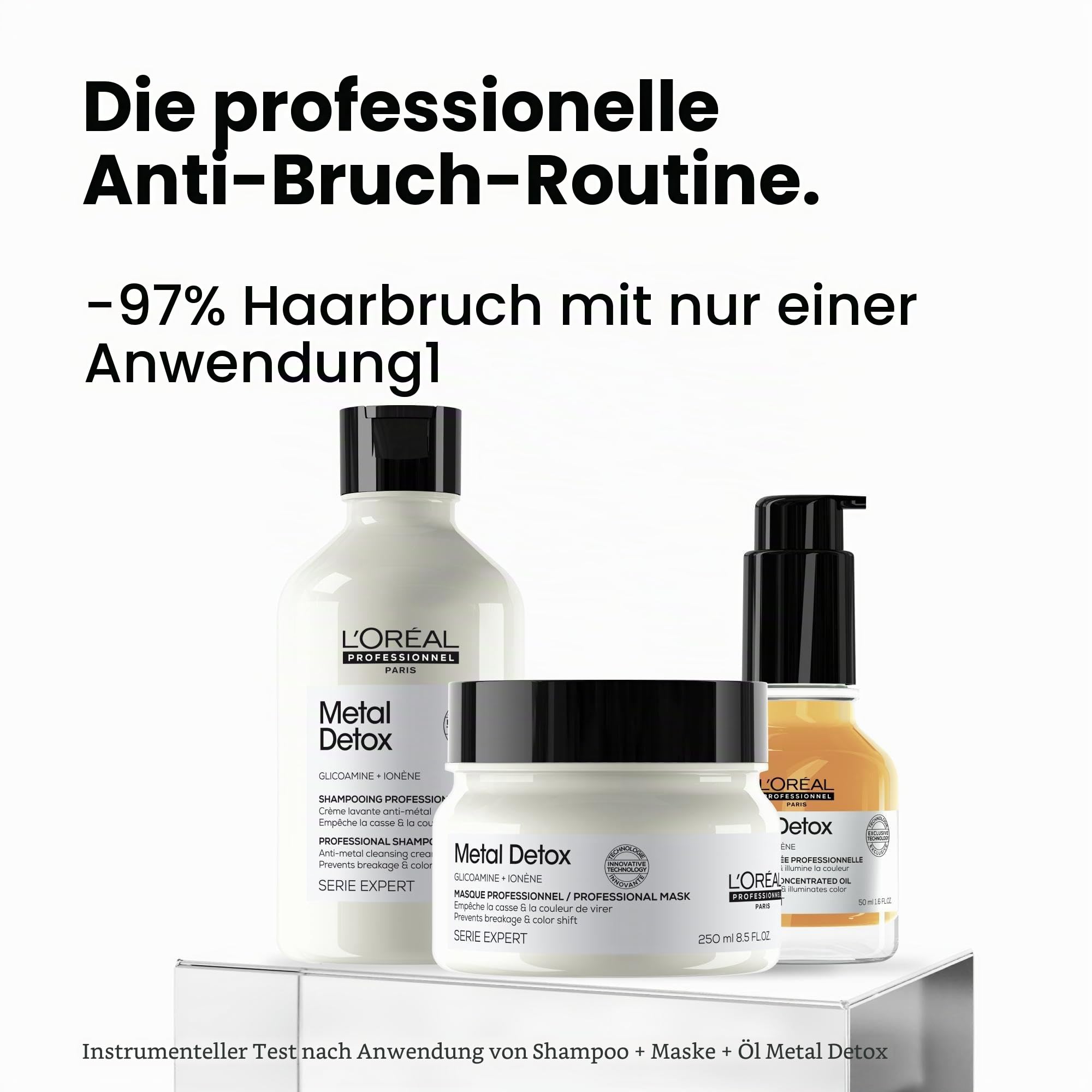L'Oréal Professionnel, Metal Detox Geschenkset, Antimetall-Routine, geschädigtes & brüchiges Haar, Trio Shampoo + Maske + Öl, limitierte Edition Expert