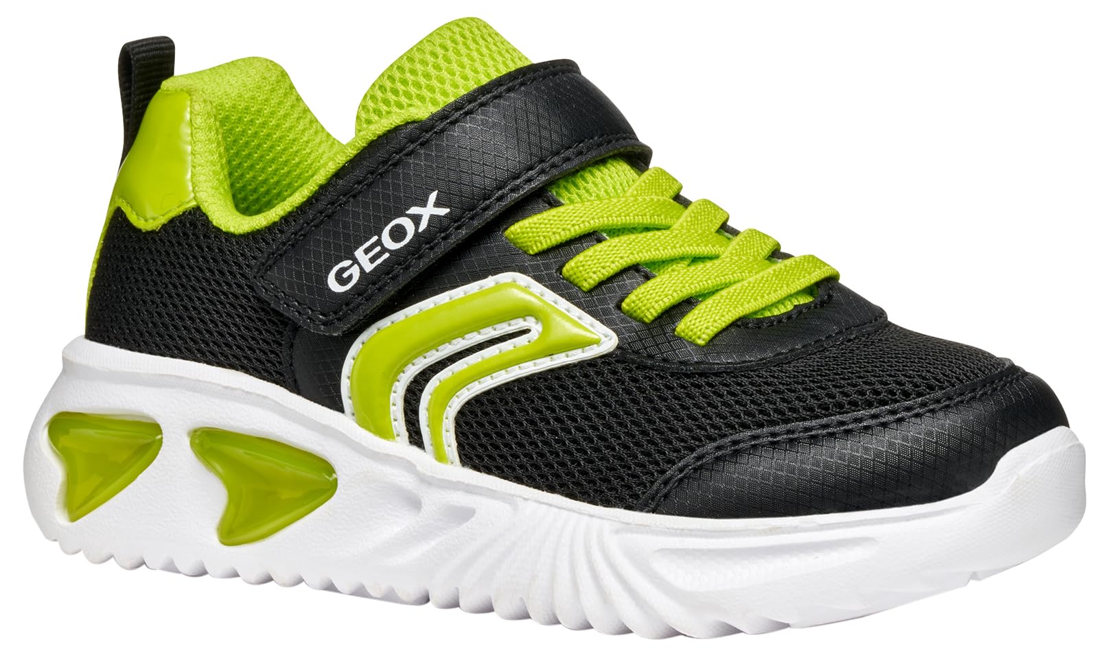 Geox J Assister BOY Sneaker, Black/Lime, 7.5 UK Child