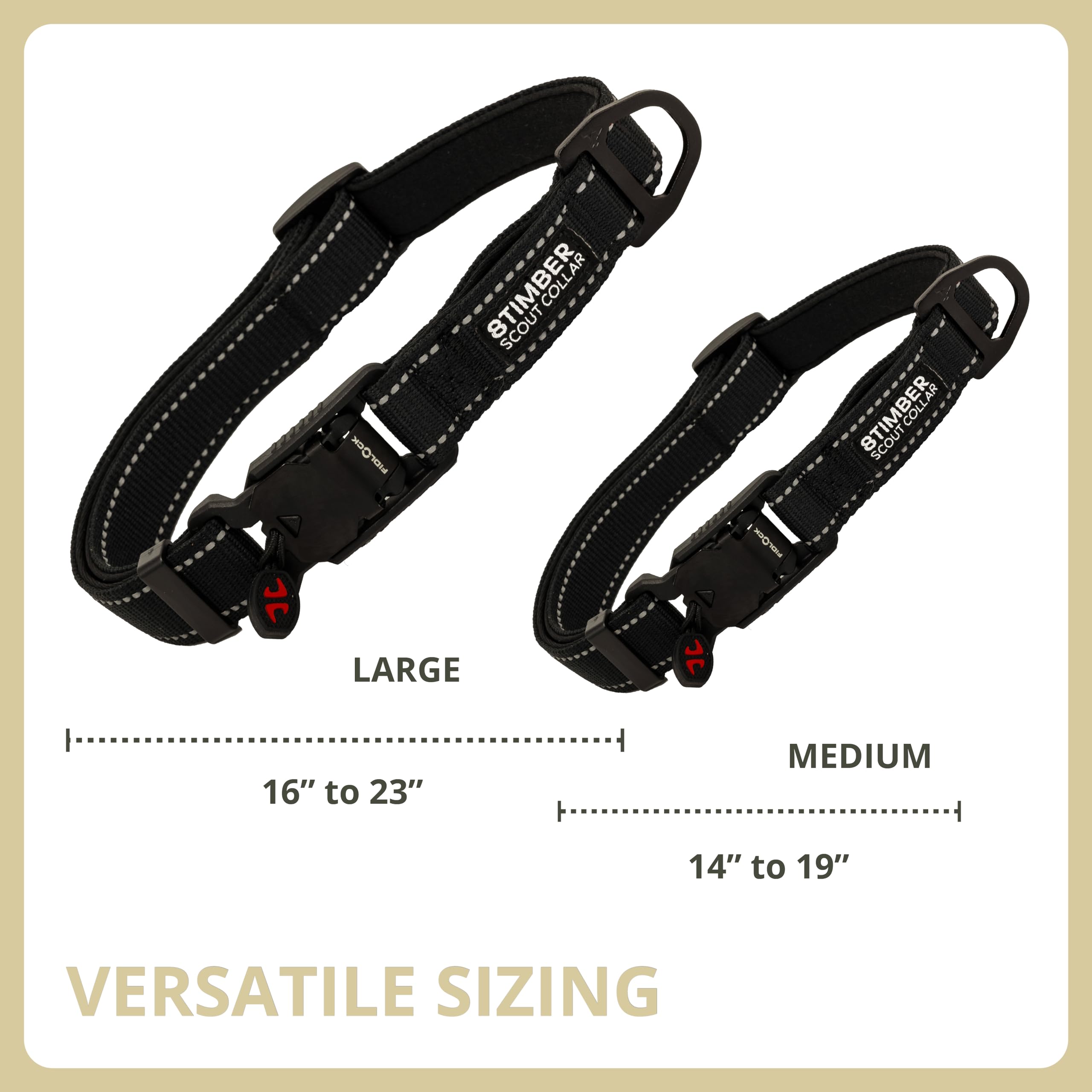 8TIMBER Scout Hundehalsband Größe M – Mit FIDLOCK V-Schnalle 25 Magnetverschluss, Reflektierend, Verstellbar