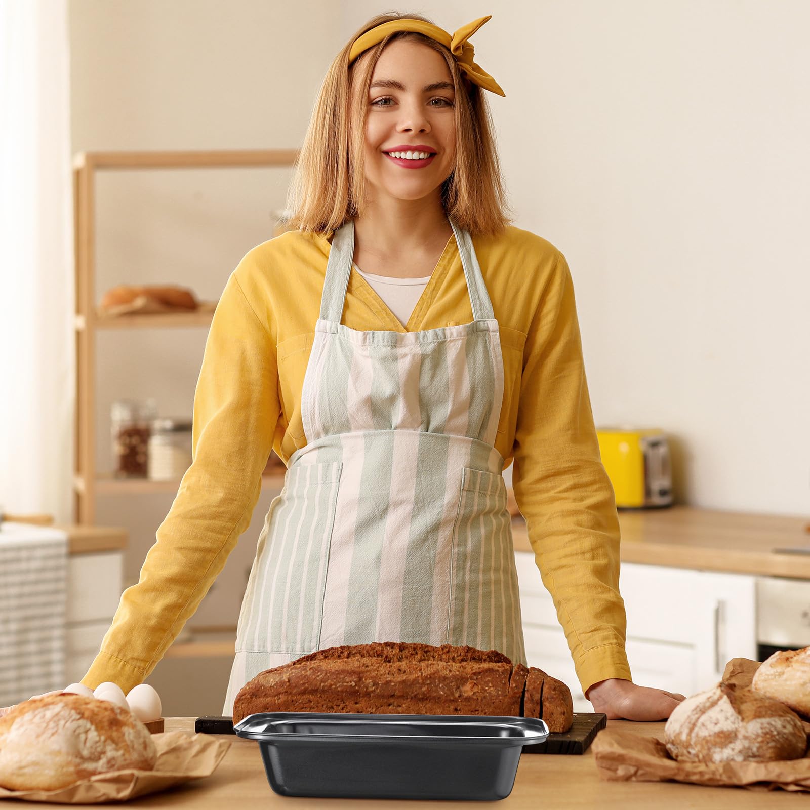 Tanlade 12 Stück Antihaft-Brot-Kastenform, 24,1 x 12,7 cm, Kastenbackform für hausgemachtes Brot, Küche, Backform, Backform, Zuhause, Brownies und Pfundkuchen (grau)