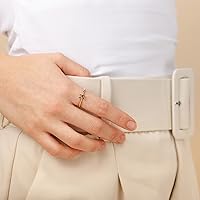 Vista 3 de PAVOI Anillo ajustable con inicial chapado en oro de 14 quilates Anillo con inicial para mujer Anillo de moda para mujer