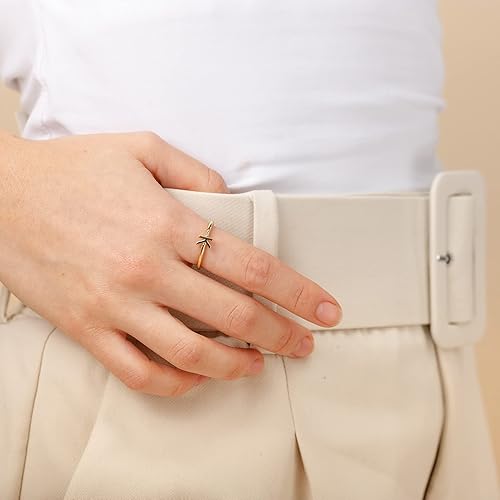 Miniatura 3 de PAVOI Anillo ajustable con inicial chapado en oro de 14 quilates Anillo con inicial para mujer Anillo de moda para mujer