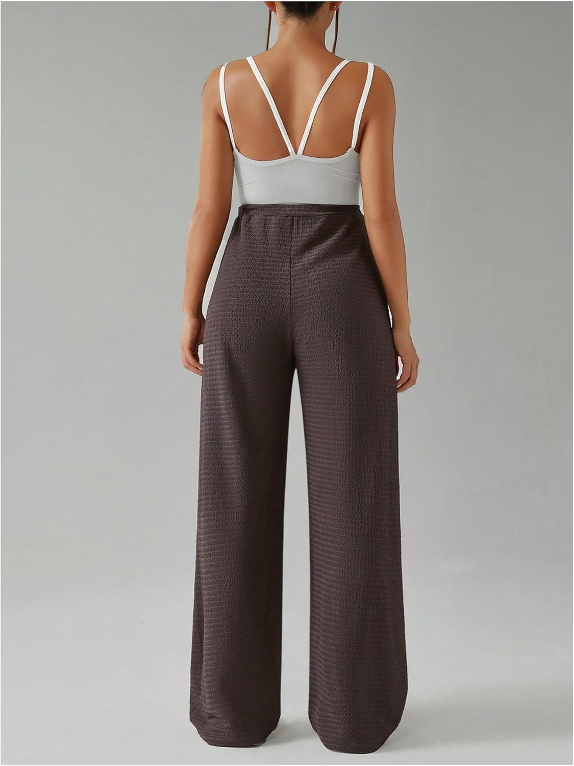 MAKEMECHIC Women's Maternity Pants Elastic High Waist Wide Leg Pregnancy Trousers