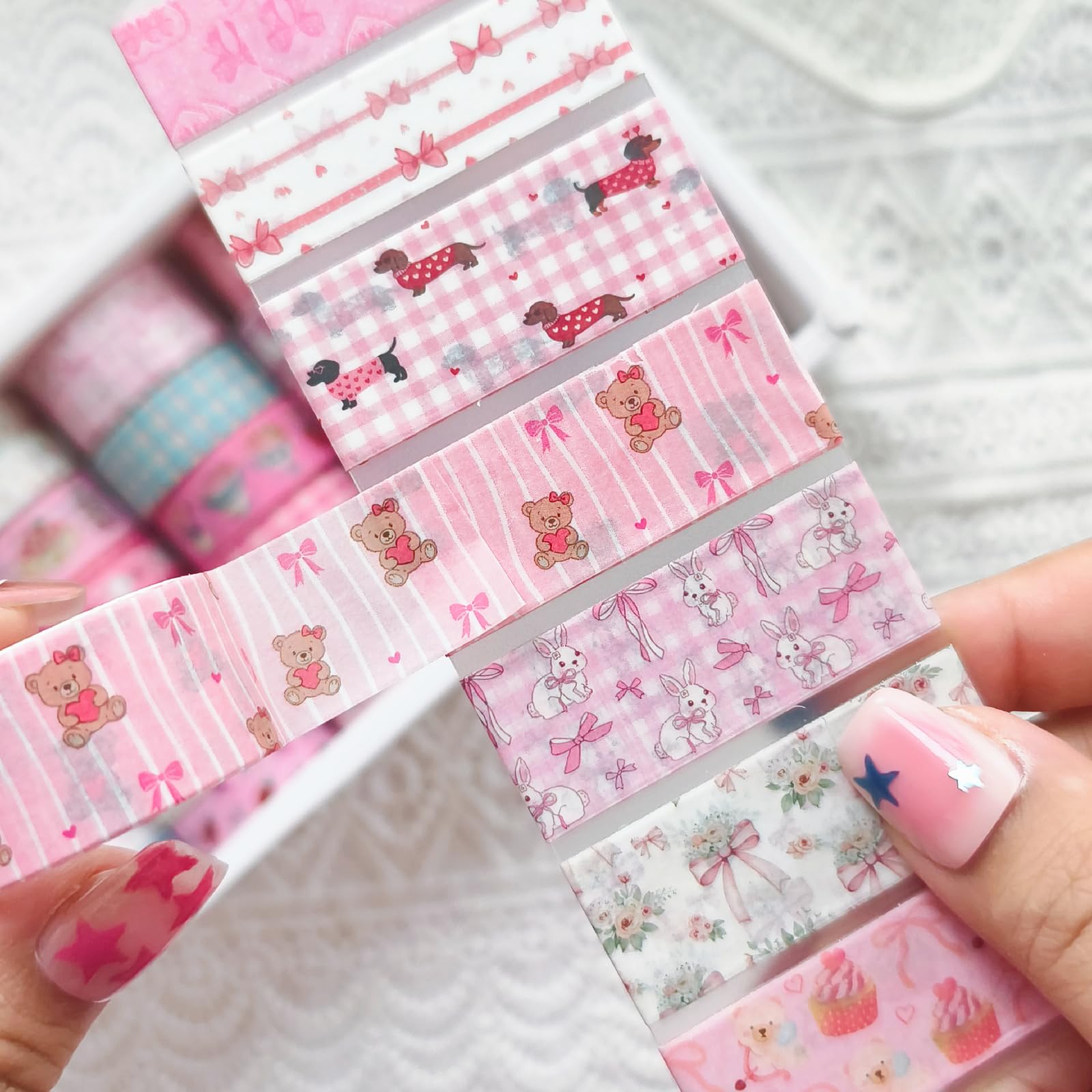 Bomichi Washi Tape Set - 42 Rolls Pink Bows -4