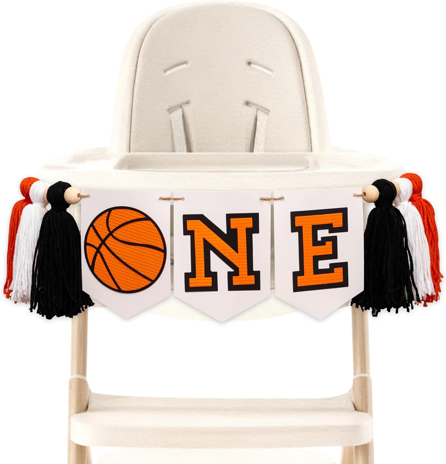 Basketball One High Chair Banner, Orange Black For Baby Boys