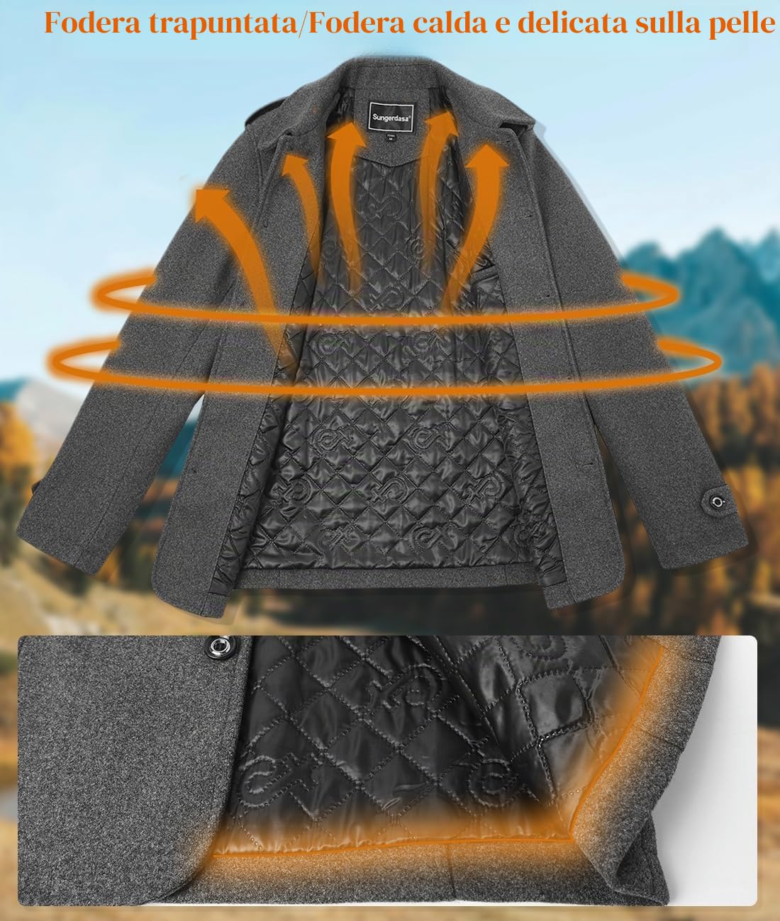 Cappotto da Uomo in Lana Corto Trench Cappotti Giacche Elegante Trincea Cappotto Invernale Business Calda Invernale Coat in Caldo Imbottito Foderato