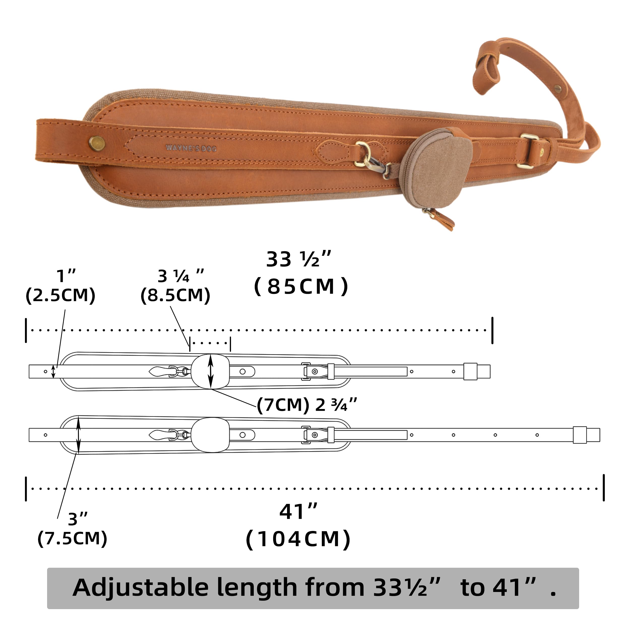 Tas Trost Gewehrriemen aus Leder, Längenverstellbarer Jagd-Schultergurt für Winchester und Magnum Flinte