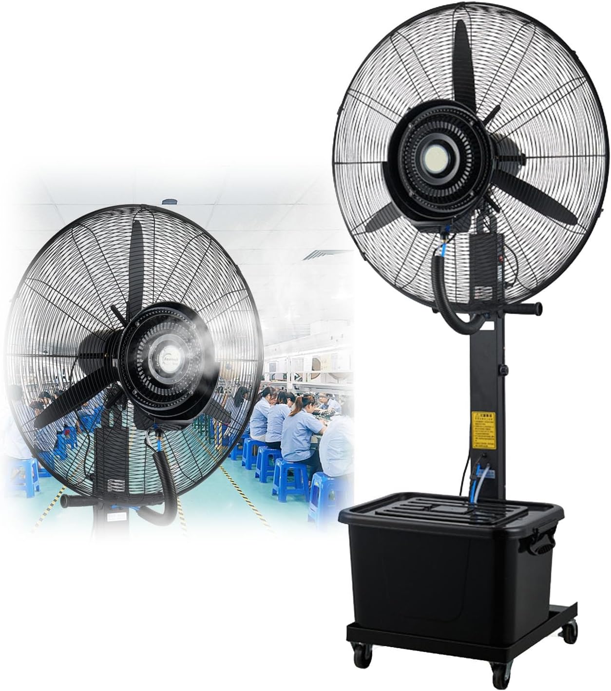 Outdoor Patio Misting Fan 90° Oscillation, 22in Industrial Spray Pedestal Fan with 11 Gallon Water Tank, Ideal for Residential & Greenhouse Cooling Solutions