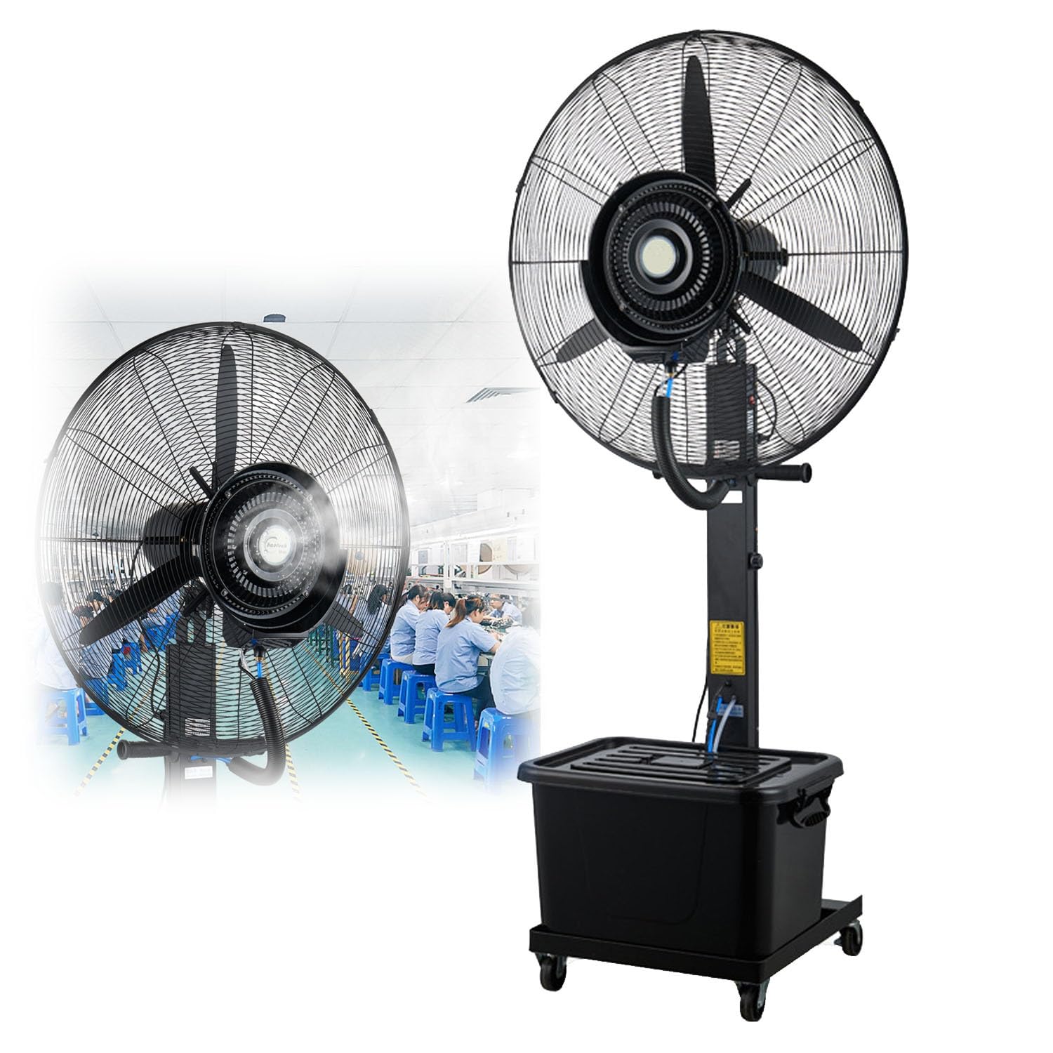 asdchZen 90°Oscillating Misting Fan With 11 Gal Water Tank, 30In Pedestal Spray Fan, Adjustable Height For Residential, Greenhouse & Industrial Cooling,One Color-550mm/22in
