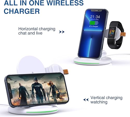Miniatura 7 de Cargador 3 en 1 para Fitbit Charge 65Fitbit Luxe, estación de carga inalámbrica compatible con iPhone 1412 Pro Max131115, para Samsung Galaxy S23+