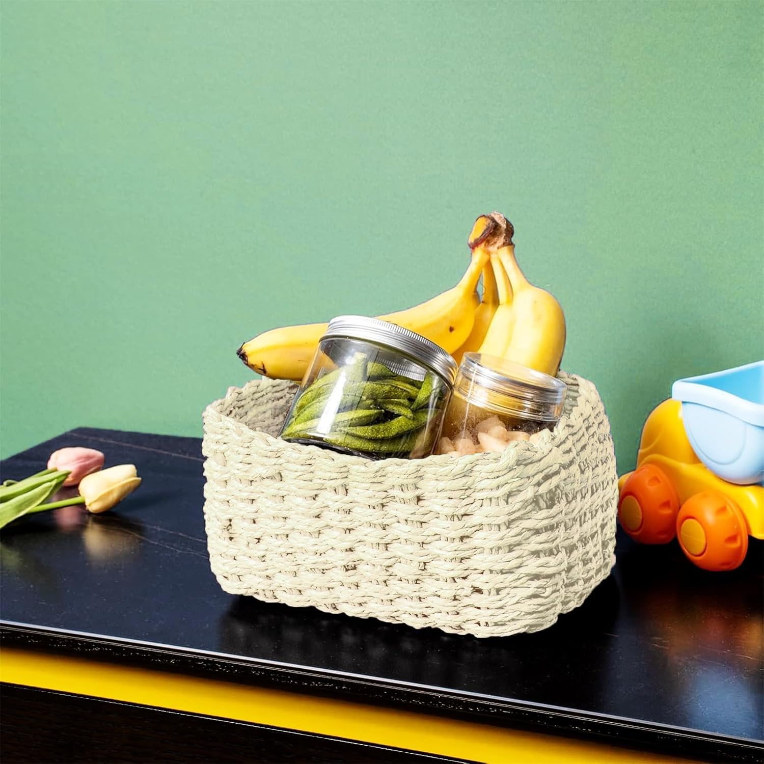 Set 3 Cesti Intrecciati Per Organizzazione - Blu Per Bagno, Trucco O Accessori - Foto 6