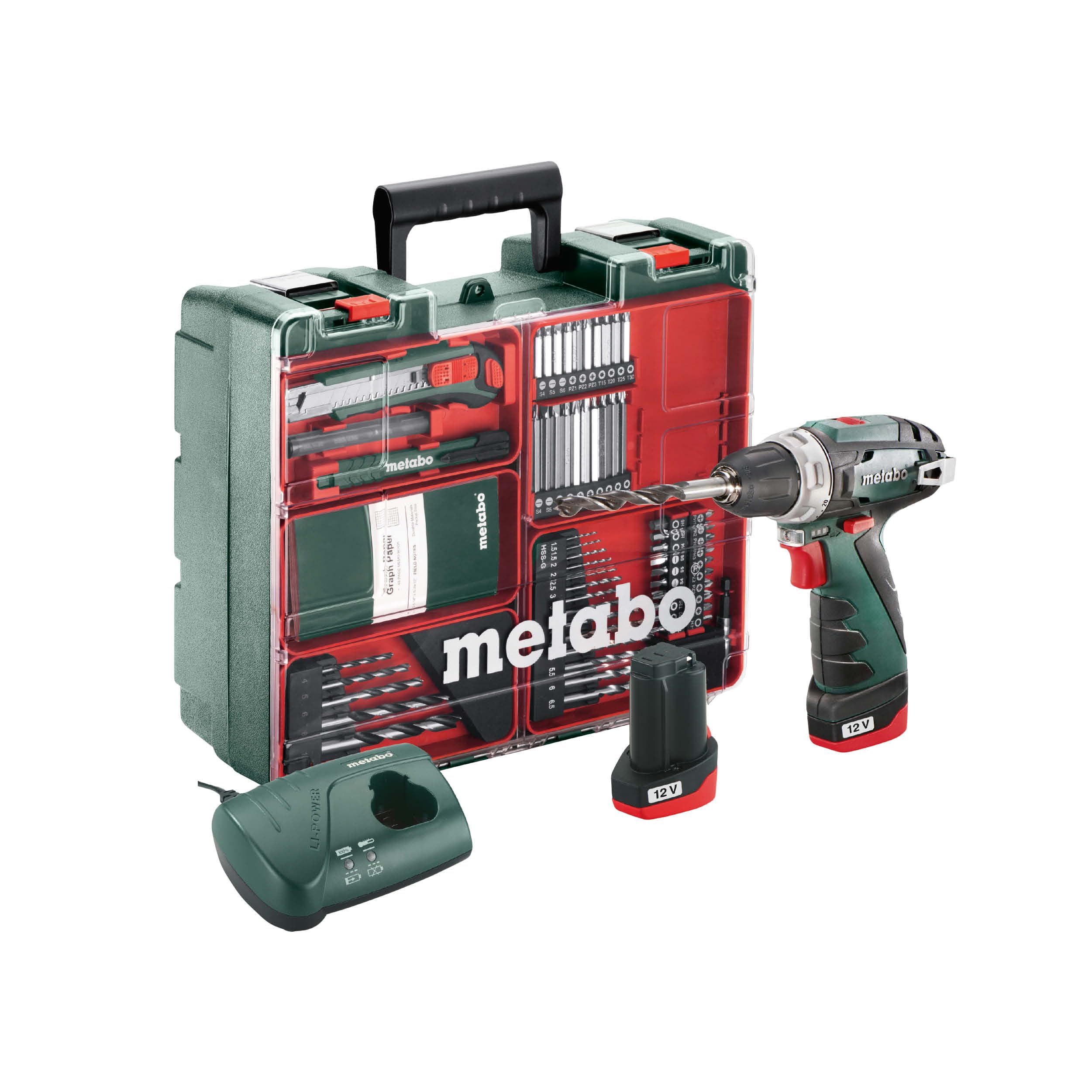 metabo PowerMaxx BS Basic Set, 12V Akku-Bohrschrauber & Zubehör