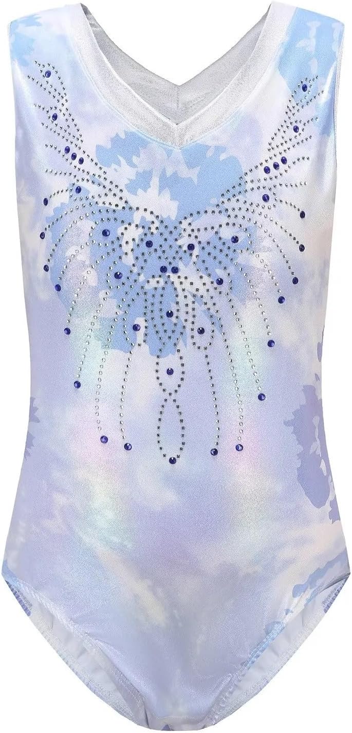 Girls Gymnastics Leotard Sleeveless Dance Bodysuit With Comfortable Athletic Shorts And Scrunchie
