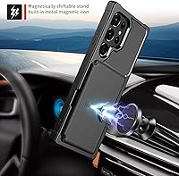 Vista 3 de Funda para Samsung Galaxy S23 Ultra con Portarjetas, Compatible con Soporte Magnético para Automóvil, Resistente a los Golpes de Servicio Pesado