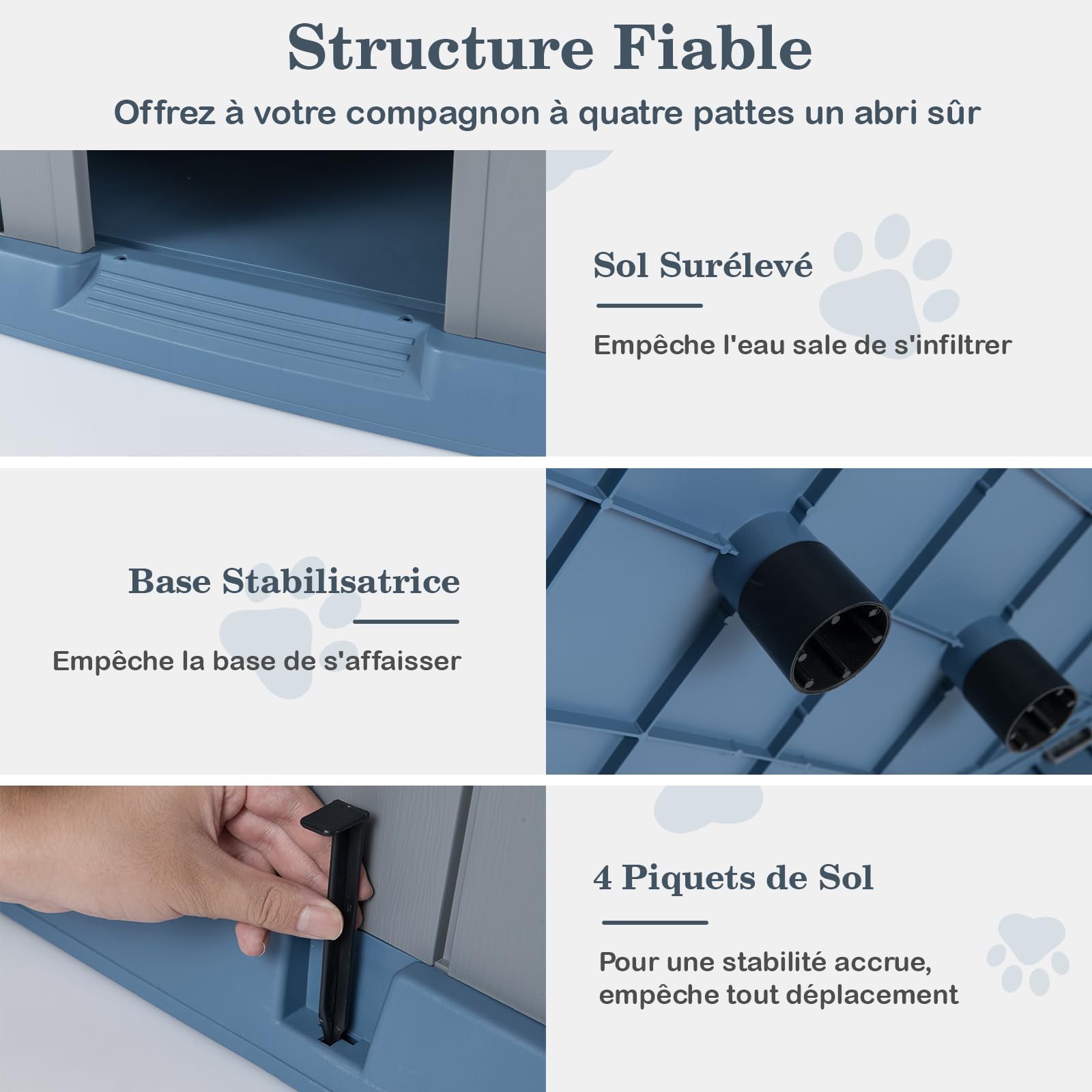 COSTWAY Niche pour Chien Exterieur Interieur en PP, Toit en Pente, 2 Fenêtres, Aérations, Cabane Chien Exterieur, 4 Piquest de Sol, Base Surélevé, pour Chiot Chat Lapin, 76 x 83 x 83 cm