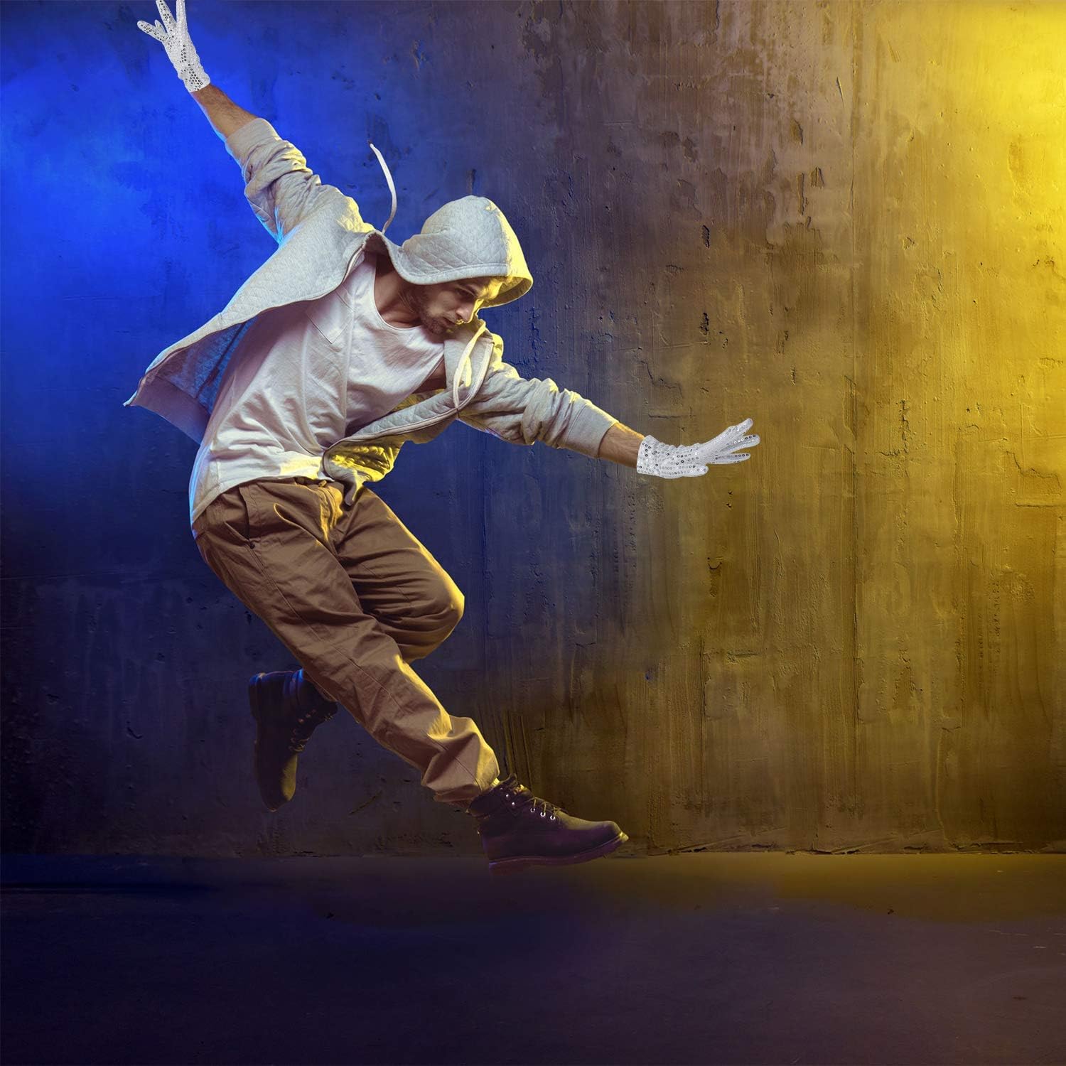 SATINIOR 12 Pairs Silver Sequin Gloves Mesh Glitter Gloves Sequin Dance Mittens for Dress Costume Accessory