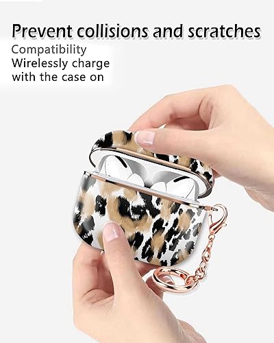 Miniatura 3 de ZEKICE Funda compatible con AirPod Pro de 21 generación, a prueba de golpes, con llavero de oro rosa, para niñas, mujeres y hombres (animales