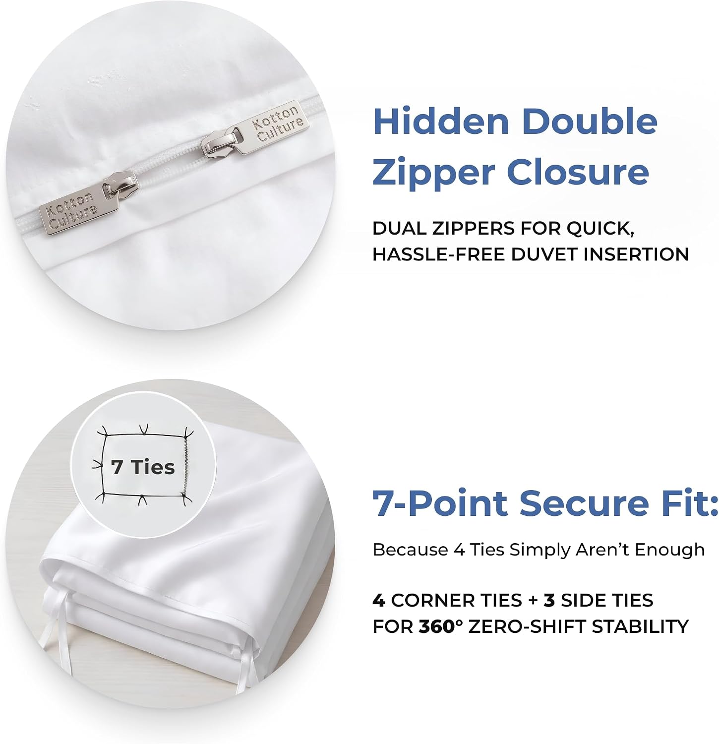 3 Pc Twin XL/Twin Duvet Cover Set-100% Egyptian Cotton 600 Thread Count Ultra Soft Premium Durable Comforter Cover Zipper Closure & Corner Ties- (White, 68" X 90") image 4