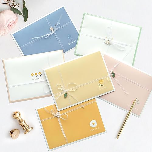 Miniatura 5 de Juego de 48 piezas de papel y sobres, 16 piezas de papel de escritura estacionario forrado con 8 sobres a juego, bonito juego floral de papelería