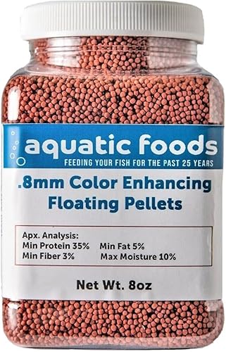Aquatic Foods Inc. Pellets flotantes que mejoran el color de 0.031 in para disco de bebé, cíclidos, todos los tropicales, koi y peces de estanque...