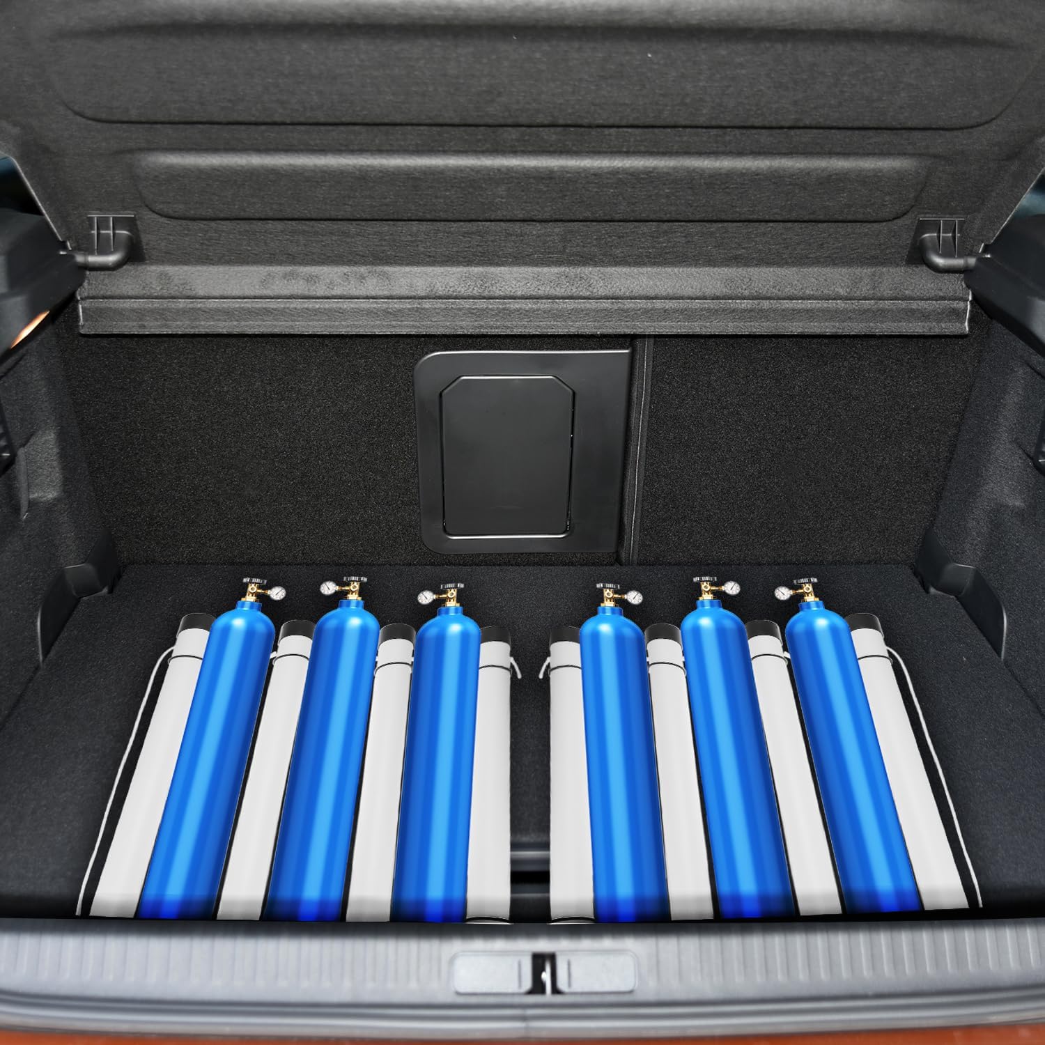 QWORK PVC Scuba Diving Dive Cylinder Tank Rack Holder with 3 Tubes (20-Inch Length, 2-Inch Diameter) - Prevents Tanks from Rolling in Car
