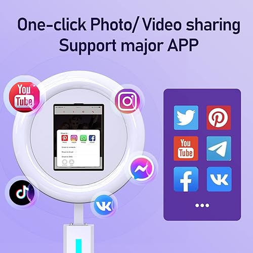 Miniatura 6 de SIOXCFZ iPad Photo Booth Stand para IPad 10.2 '' 10.9 '' 11 '' 12.9 '' con Software APP Control Ring Light Music Sync, RGB Ring Light Photo Booth