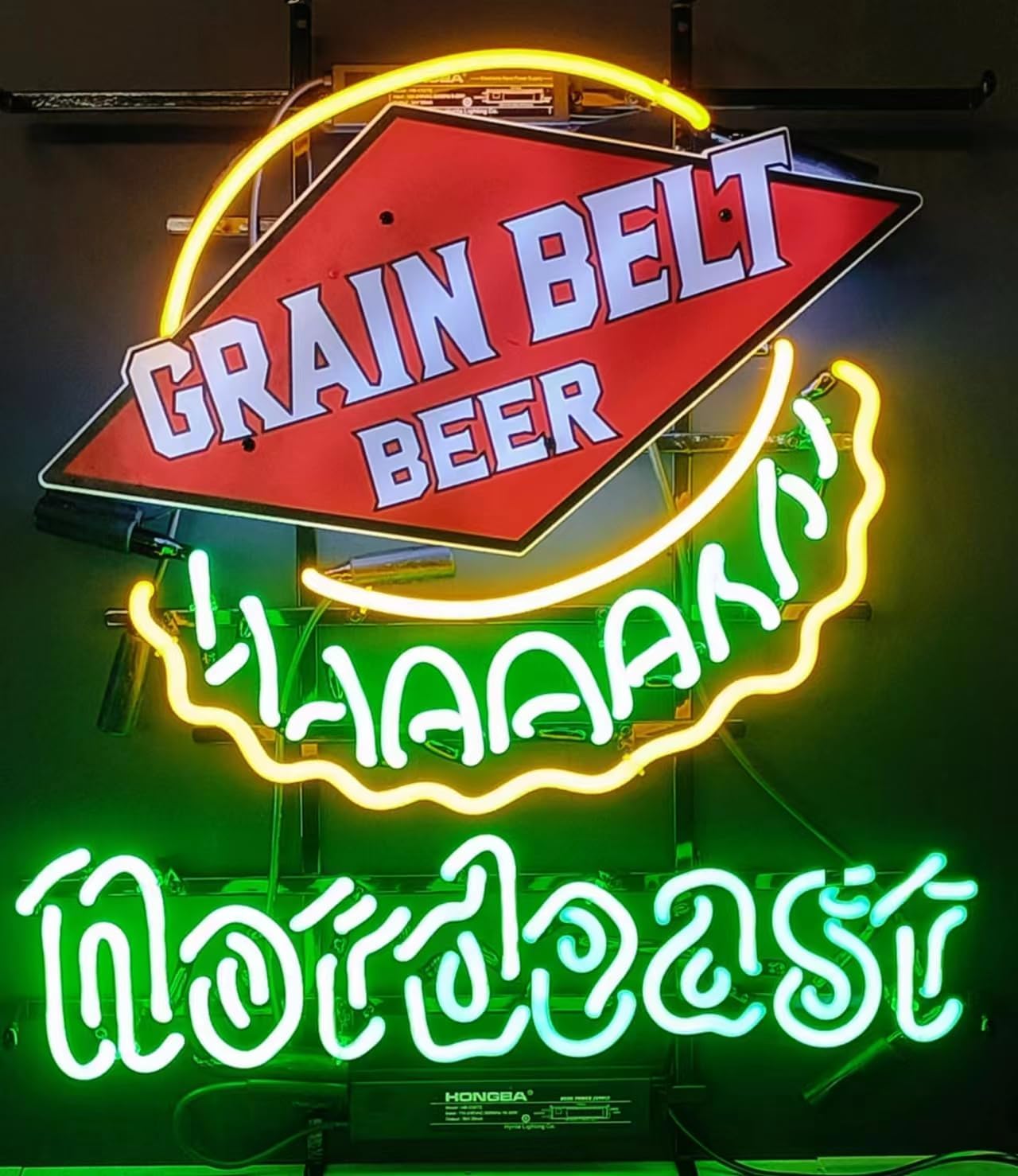 Neon Signs Beer Bar Bedroom Light Grain Belt Beer Nordeast Sign Glass Neon Signs for Office Pub Cafe Man Cave Neon Light Art Wall Lights 24 X 20 Inches
