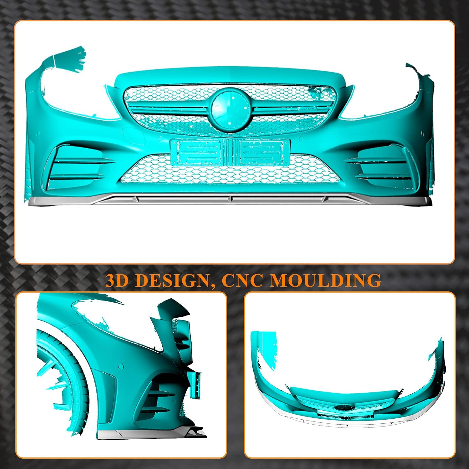 Carbon Fiber Front Bumper Lip Fits for Mercedes Benz C Class W206 C205 A205 C43 AMG 2019-2021 Factory Outlet Chin Spoiler Splitter Protector